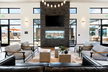 Clubhouse living room with fireplace
